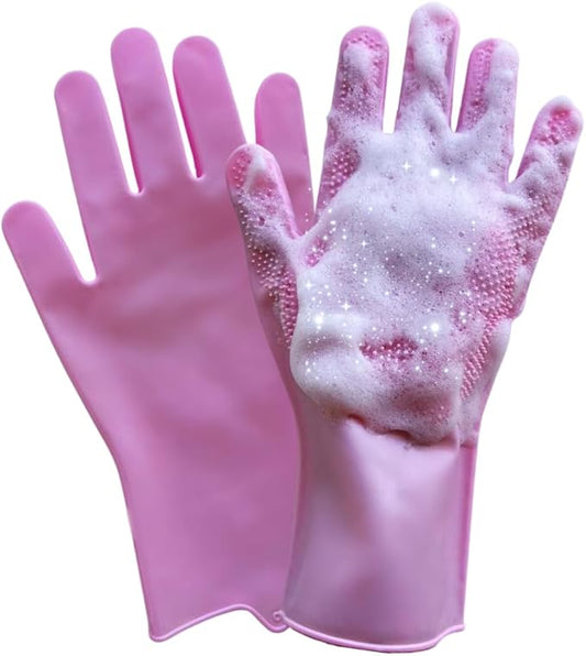 Grooming Gloves for Cats & Dogs - Pet Hair Removal Glove, Silicone Brush for Dog or Cat Washing, Puppy Bath Supplies for Shedding Cleaning Bathing & Massage, Fur Remover Mitt, Shower Shampoo Scrub