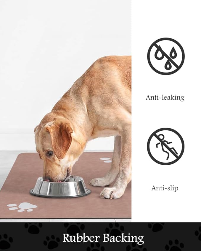 Pet Feeding Mat-Absorbent Dog Mat for Food and Water Bowl-No Stains Quick Dry Water Dispenser Mat-Dog Accessories Pet Supplies-Bowl for Messy Drinkers（Dusty Pink,23"x34"