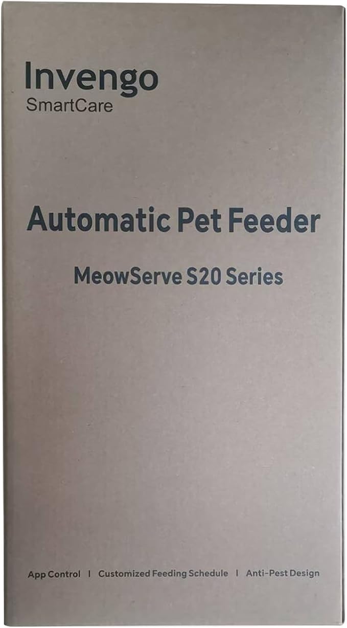 Cat Feeder Automatic - Cat Food Dispenser MeowServe S20, Auto Dog Feeder with Stainless Steel Bowl, 5L Pet Feeder with Patented Anti-Jam Port, App, Dual Lock Lid, Dual-Band WiFi & Power, White