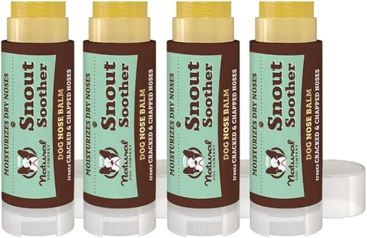 Natural Dog Company Snout Soother Balm Bundle, with 4 Travel Sticks (0.15 oz Each), Wax for Dry, Cracked Noses, Heals & Moisturizes with Shea Butter & Coconut Oil, Lick-Safe Nose Butter, Made in USA