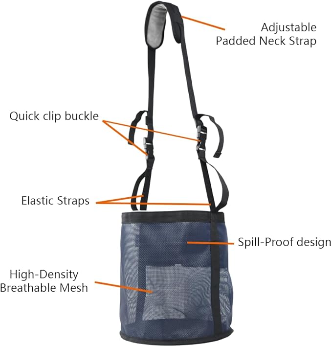 Heavy-Duty Horse Feed Bags - with Adjustable Strap, Comfort Neck & Nose Pads, and Double Waterproof Bottom Mesh (2-Pack) (Blue+Blue)