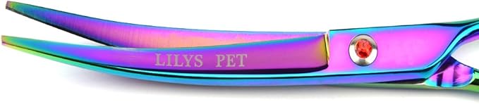 LILYS PET Professional PET Grooming scissors Kit,Coated Titanium,Sharp and Strong Stainless Steel Blade for Dogs Cats Hair Cutting,3 Pieces of Scissors with a Comb and a Case (7.0 inches, Rainbow)