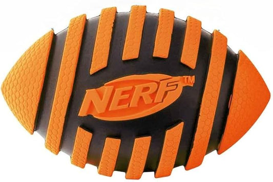 Nerf Dog Spiral Squeak Football Outdoor Dog Toy, 5 Inch Dog Football Squeaking Toy for Medium and Large Breeds, Orange