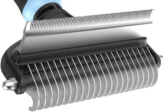 Dog Brush for Shedding & Cat Brushes for Indoor Cats - Double Coat Dog Brushes for Grooming - Hair Remover Pet Grooming Tools - 2 in 1 Deshedding Brush & Undercoat Rake for Dogs - Defur Comb Cleaner