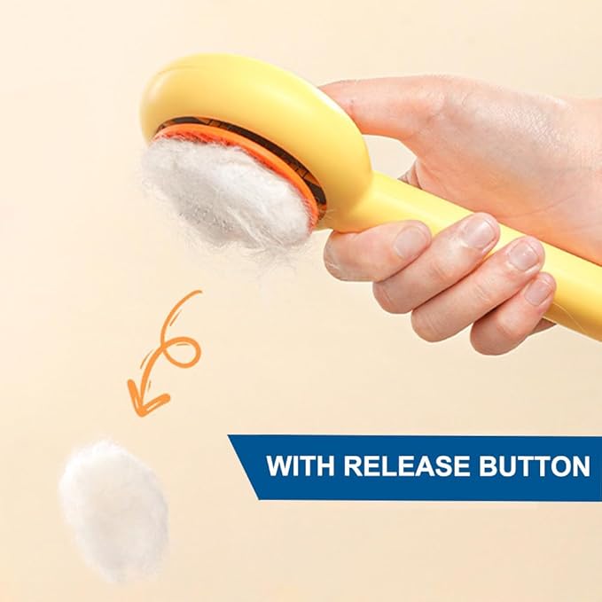 Cat Brush for Short or Long Haired Cats Dogs Rabbits, Cute Dog Brush with Release Button for Massage and Removes Loose Fur, Dog Hair Brush Dog Grooming Deshedding Brush