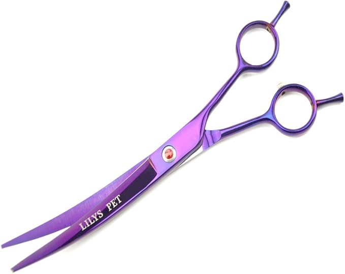LILYS PET Professional PET Grooming Scissors Kit,Coated Titanium,Sharp and Strong Stainless Steel Blade for Dogs Cats Hair Cutting,3 Pieces of Scissors with a Comb and a Case (7.0 inches, Purple)