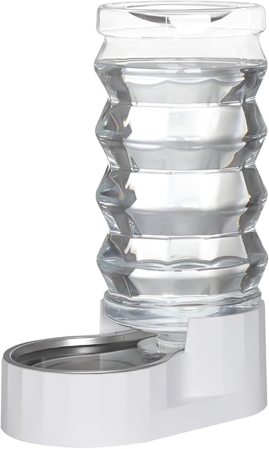 Sfozstra Automatic Pet Water Dispenser: 9L Lagre Dogs Stainless Steel Gravity Feeder - Convenient Drinking Water Dispenser Designed for Dogs and Cats (White, 9L)