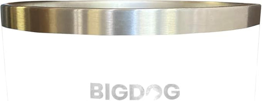BIGDOG Dog Bowls, Large Dog Bowls, Stainless Steel, No Spill, 64 Ounce, White