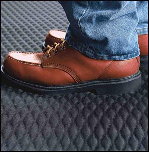 Hog Heaven 5/8 inch Black & Yellow Border 2' x 3' Nitrile Backed Anti-Fatigue Comfort Mat