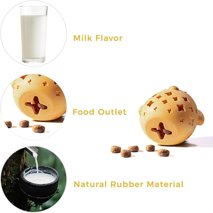 MewaJump Treat Dispenser Dog Toy Puzzle Rubber Chew Toys Treat Food Dispensing Toys for Teeth Cleaning Ball Interactive Enrichment Toys for Puppy, Small, Medium, Large Breeds - Not for Heavy Chewer