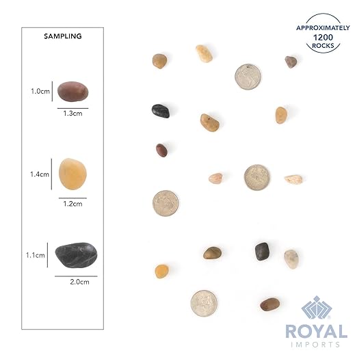 Royal Imports 1LBS River Rocks Decorative Ornamental Pebbles, Garden Landscaping Stones, Gravel Filler for Plants, Vases, Succulents, Home Decor, Aquariums, Crafting, Animal Habitat - Small Natural