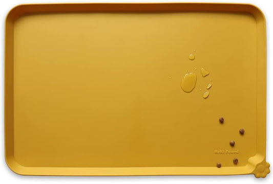 Hoki Found L Silicone Non Slip Pet Feeding Mats - Waterproof Dog Cat Food and Water Mats for Carpet - Honey