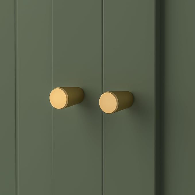 Homhedy Cat Litter Box Enclosure, Cat Washroom Furniture with Metal Frame, Pet House, Fit Most of Litter Box, Modern Style, Green and Gold