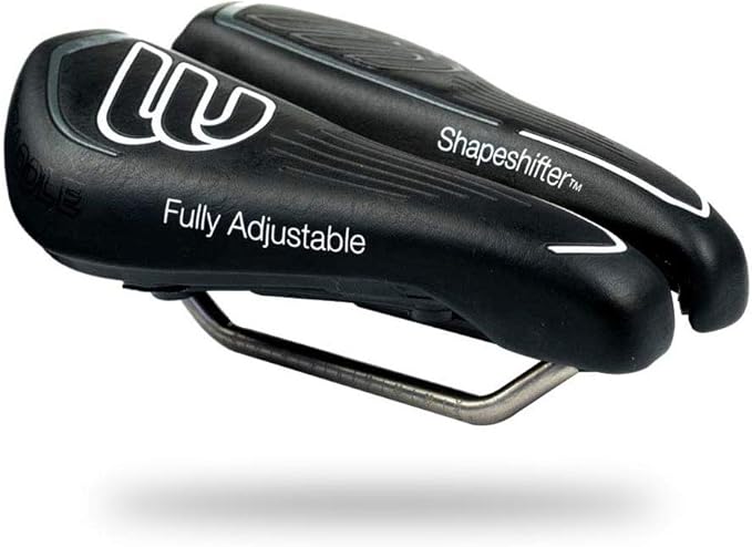 SRT Super Short Noseless Pain-Free Adjustable Bicycle Saddle Black with Titanium Rails Custom Fit Comfort, one Size