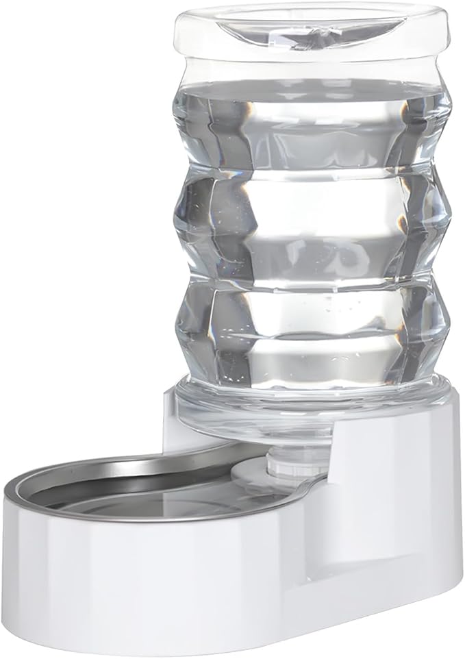 Sfozstra Dog Water Bowl Dispenser: 6L White Lagre Stainless Steel - BPA-Free - Automatic Gravity Pet Water Dispenser for Busy Owners