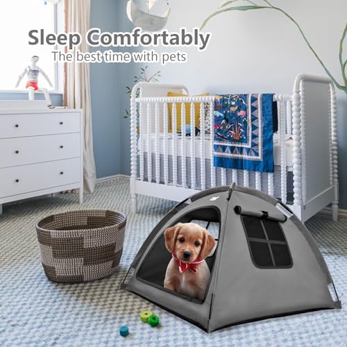 Cat and Dog Outdoor Waterproof Tent House - Indoor/Outdoor Cave Nest Bed for Small Dogs, Cats, Bunnies - Washable (Gray, Small)