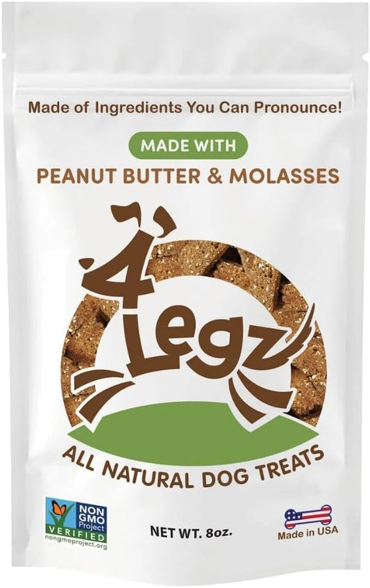 Organic Peanut Butter & Molasses Dog Treats – Healthy, Crunchy, Vegan Biscuits with Whole & Real Ingredients – All Natural & USA‐Baked, 7 oz