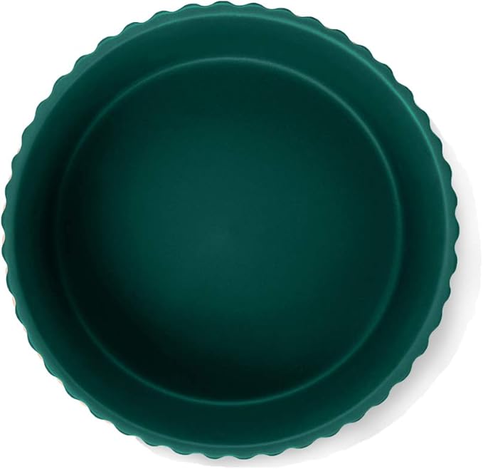Waggo Ripple Ceramic Dog Bowl for Medium and Large Breeds - Modern with Matte Finish, Heavyweight Durable Pet Food and Water Dish Crock, Dishwasher Safe (Large, Teal)
