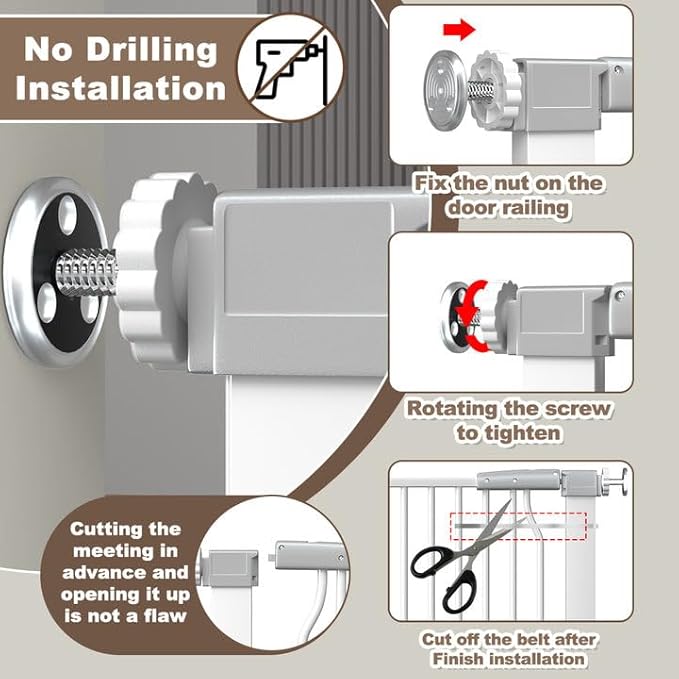 41" Extra Tall and Wide Baby Gate, 68.5-72.2'' Wide Pet Cat Gate for Doorway, Extra Wide Pressure Mounted Child Door with Expansion Kit, Metal Safe Gate, Tall Dog Gate, White