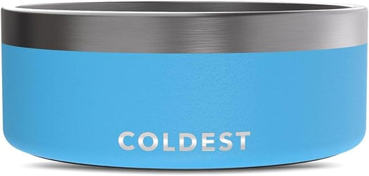 Coldest Dog Bowl - Anti Rust Metal, Non Slip, 3 Layers Insulated Stainless Steel Dog Bowls - Spill Proof & Heavy Duty - Water Bowl for Dogs, Cats & Pets, Dish Washer Safe (64 oz, Celestial Blue)