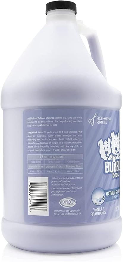 Oatmeal Dog Shampoo, Gallon - Naturally Derived, Eliminates Pet Odors, Soothes Dry and Sensitive Skin, Itch Relief, Professional, Bulk 128 oz