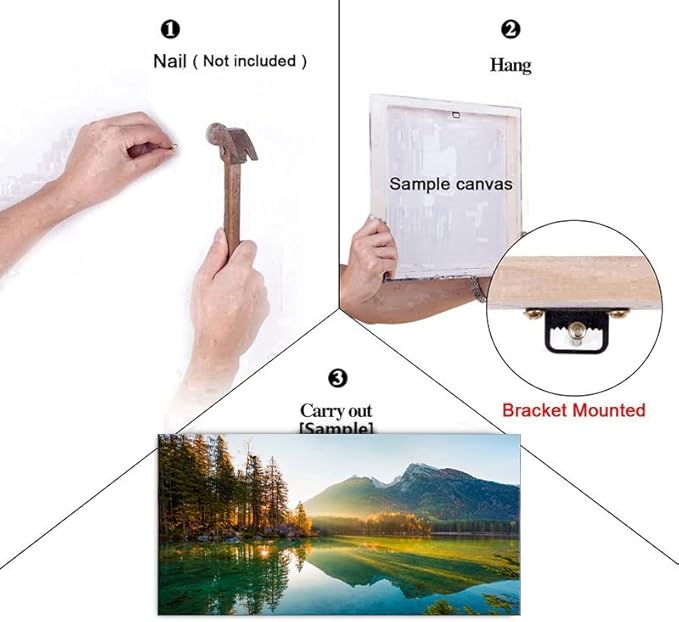 Beautiful Lake Mountain Range Sunrise Sunset Landscape Canvas Wall Art for Living Room, Autumn Forest National Park Scenery, Nature Scenic Picture Print Artwork Painting Decor,Inner Frame 20x40