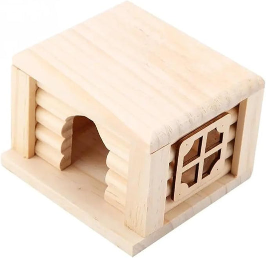Hamster Cages Natural Wooden Hamster House Flat Top Cabin Hamster