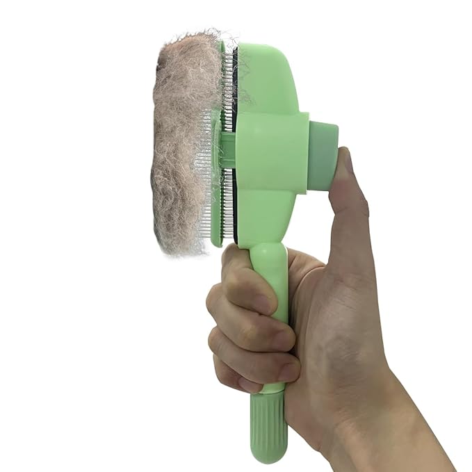 2PCS Cat Comb Dog Hair Comb，Pet Grooming Cleaning Comb，Pet Hair Removal Tool with Release Button