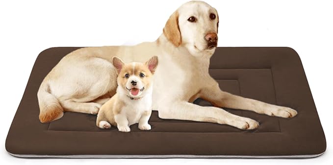 JoicyCo Soft Dog Crate Bed Pad Mat, 48 in Non-Slip Bottom Washable for Extra Large Dogs, Pet Mattress Kennel Pad, Dark Brown