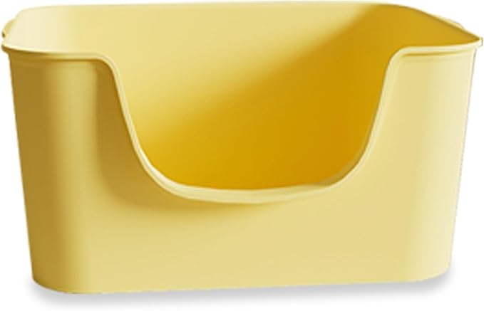 Small Cat Litter Box with High Sides,Cat Boxes for Indoor Cats,Cat Litter Pan for Kitty,Litter Box with Low Entry,Easy to Clean,Anti-Splashing (Yellow)