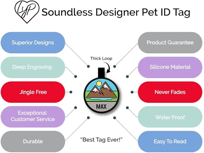 LYP Original Soundless Pet ID Tags | Custom Dog Tags Personalized for Pets | Durable Silicone Deep Engraved Dog Tag | No More Jingling | Skull & Crossbones