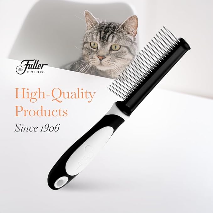 Fuller Brush Single-Sided Pet Comb - 25 Rust-Resistant Stainless Steel Pins - Ergonomic Rubberized Easy Grip Handle - Remove Tangles, Mats & Reduce Loose Hair - Tool for Grooming Dogs & Cats