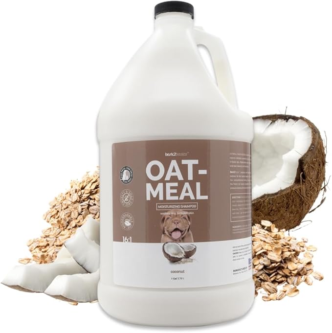 Bark2Basics Oatmeal Dog Shampoo, 1 Gallon - Natural Colloidal Oatmeal, Natural Ingredients, Calms Dry Itchy Irritated Skin, Moisturizes and Soothes the Skin and Coat, Professional Grade