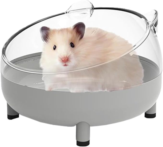 Meow&Woof Hamster Sand Bath Container, Large Sandbox Toilet Gerbil Batheoom, Tiny Chinchilla Dust Bathtub Sand Bath Box for Hamster Cage Accessories 6.5 Inch-Grey