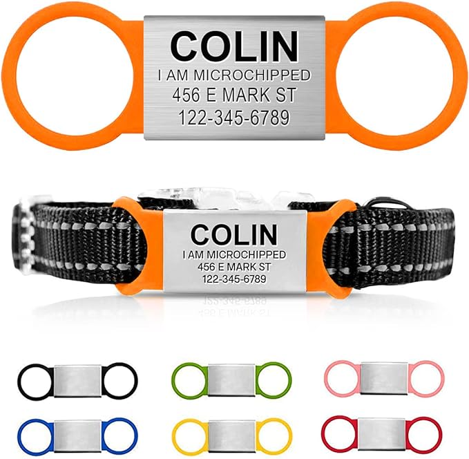 Personalized Dog & Cat ID Tags - Engraved Dog Name Tags - Slide On, Silent & Customizable for Small, Medium & Large Pets