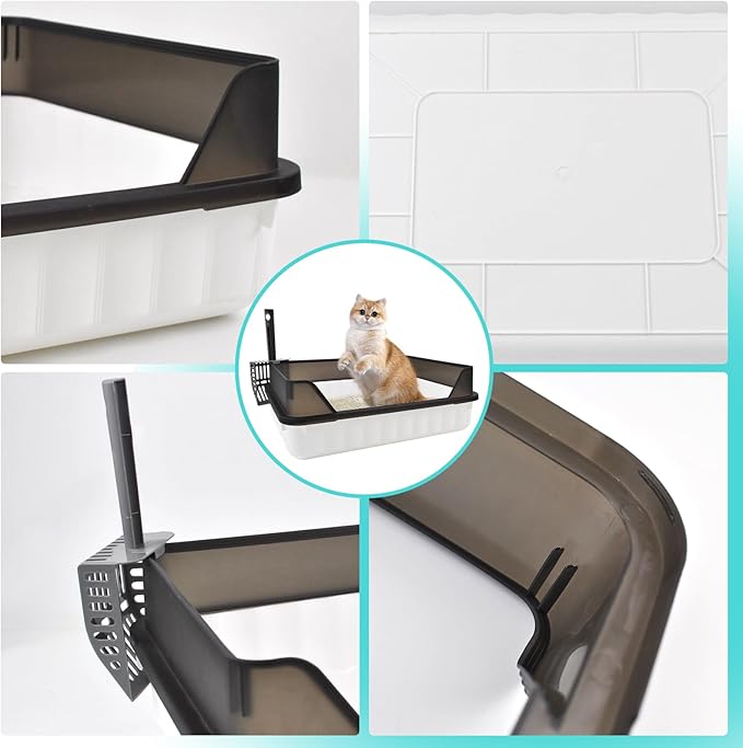 Large Cat Litter Box with High Sides,Semi Enclosed Cats Litter Box,Anti-Splashing Detachable Cat Litter Pan,Kitten Toilet with Litter Sifting Scoop for Big Middle Small Cats,Easy to Clean No Odor