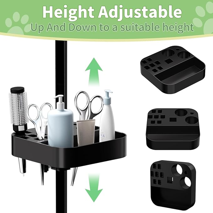 VFK 36''/47''Large Dog Grooming Table, Foldable Pet Station at Home, Dog Grooming Table,Adjustable Cat Drying Desktop with Arms, Nooses, Mesh Tray (Stainless Steel pet Table, 36" Blue)