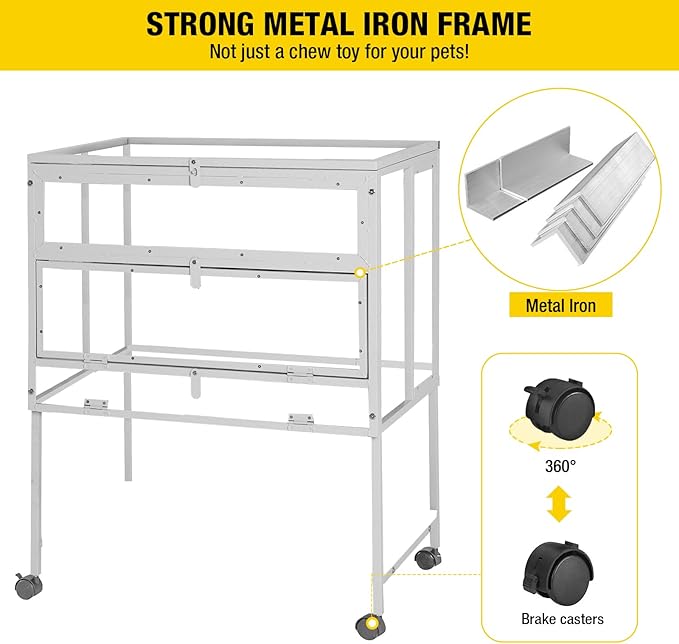 Guinea Pig Cage Hamster Cage All-Around Metal Frame Rat House on Wheels,Small Animal Cage with Deeper Tray