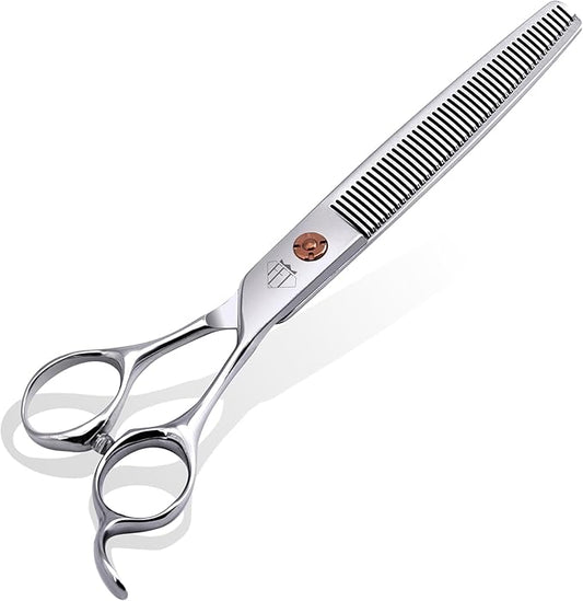 Dog Grooming Scissors: 7 inch Pet Thinning Shears Made Of Japanese 440c Advanced Stainless Steel Professional Grooming Scissors for Dogs Cats and Other Pets