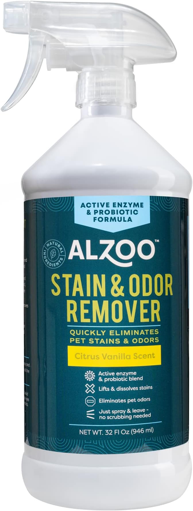 Stain & Odor Remover, Quickly Lifts & Dissolves Pet Stains & Helps Eliminate Odors, 100% Plant-Based Active Ingredients, Citrus Vanilla Scent, 32 Fl. Oz Spray Bottle