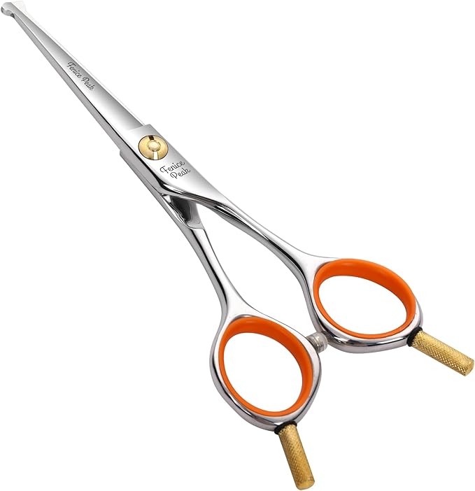 Fenice Peak 6'' Small Straight Scissors Lightweight Dog and Cat Grooming Scissors with Safety Round Tip JP440C Stainless Steel Sharp Blades for Body Facial Nose Ear and Paw Hair Easy Use