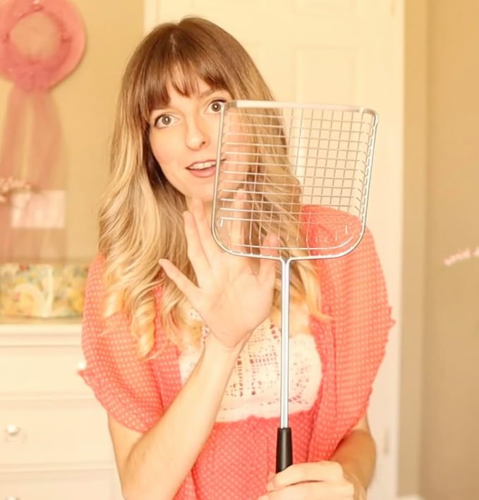 Sand Dipper Cat Poop Scooper & Chicken Poop Scooper - Rugged Big 6" Square Stainless Steel Long Handle for Home Kitty Litter Scoop & Farm Chicken Coop Scooper (Junior)