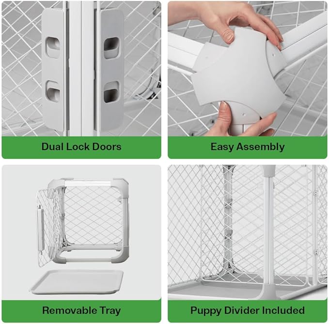 DIGGS Evolv Dog Crate - Slim, Durable Dog Kennel with Removable Ceiling Panel and Modular Design - Safe, Stylish, Convenient (Ash, Large)