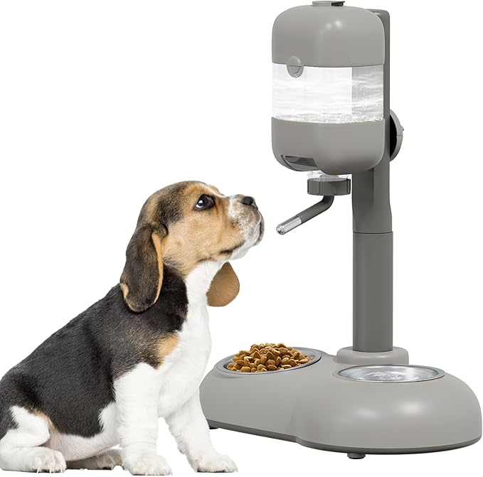 Puppy Bowls for Small Dogs,3 in 1 Dog Bowl Set with Puppy Water Bottle and 2 Food Grade Stainless Steel Bowls,15°Tilted Food and Water Bowl Set for Cats,Rabbits,Ferrets,Guineas