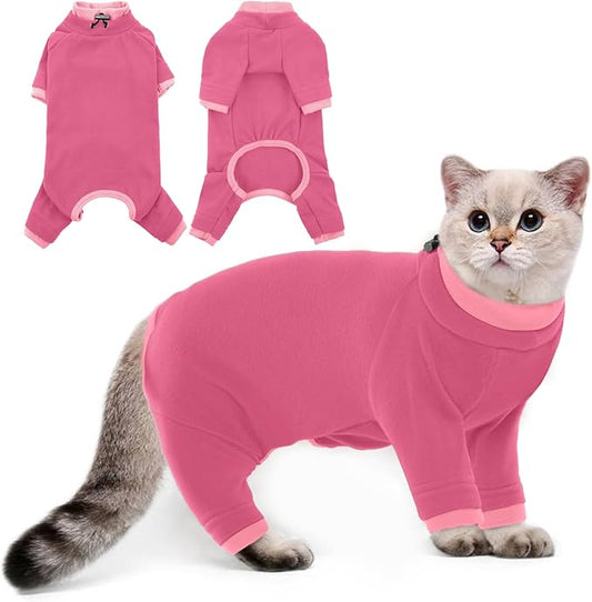 PUMYPOREITY Cat Hair Sticky Shirt – Breathable & Lightweight, Reduces Shedding Fur Pajamas, Prevents Licking Wounds After Surgery, Pink, M