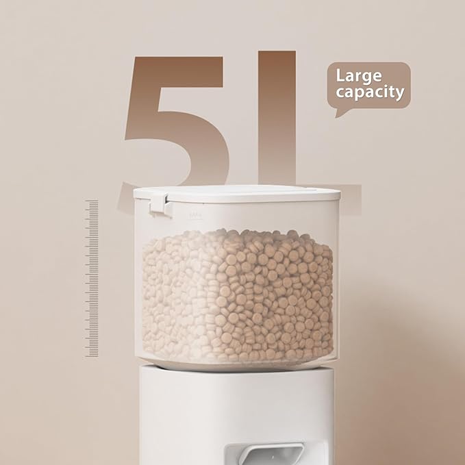 5L/21 Cups Automatic Cat Feeder, Timed Automatic Pet Feeders, Cat Dry Food Dispenser Dual Power, 10 Meals Programmable 1-15 Portion Control Cats Feeder, Pet Food Dispenser for Cats & Puppy(Not WiFi)