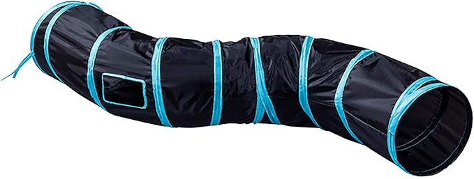 iCAGY Cat Tunnel for Indoor Cats Interactive, Rabbit Tunnel Toys, Pet Toys Play Tunnels for Cats Kittens Rabbits Puppies Crinkle Pop Up Black 47" Shape S