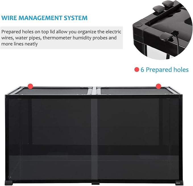 REPTIZOO Large 120 Gallon Reptile Terrarium, Reptile Tank 48" x 24" x 24" Black-Tinted Eco-Terrarium