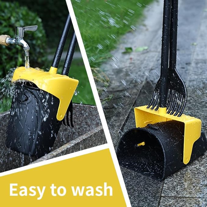 Pooper Scooper Large Swivel Bin & Rake with 160 Waste Bags,Heavy Duty Dog Pooper Scooper with Bag Attachment for Large Small Dogs, Long Handle Poop Scooper with Lid for Yard, Grass, Gravel (Yellow)