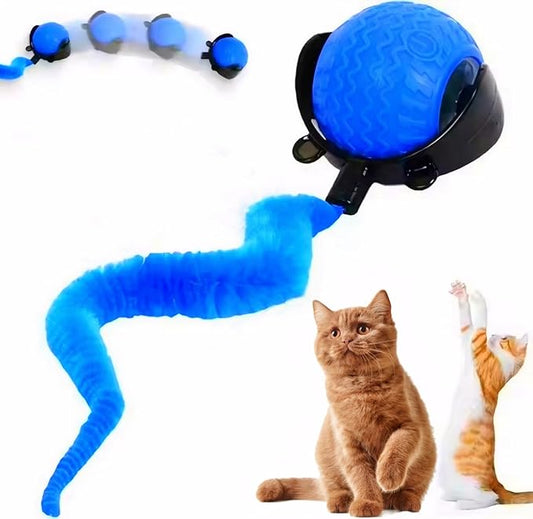 Interactive Cat Ball Cat Toys with 3 Model Smart Pet Toy Balls Rolling Ball with Tail for Bored Indoor Cats (Blue)